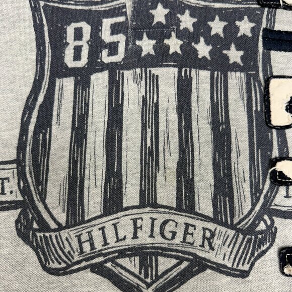 Men's TOMMY HILFIGER Custom Fit Knit Polo w/Lettering Gray Shirt- Size XXL - Picture 3 of 10